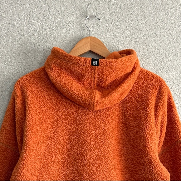 Fielder Bonobos Hooded Sweater Mens Orange Zip Up Sherpa Fleece Thick Sweatshirt - Picture 7 of 7